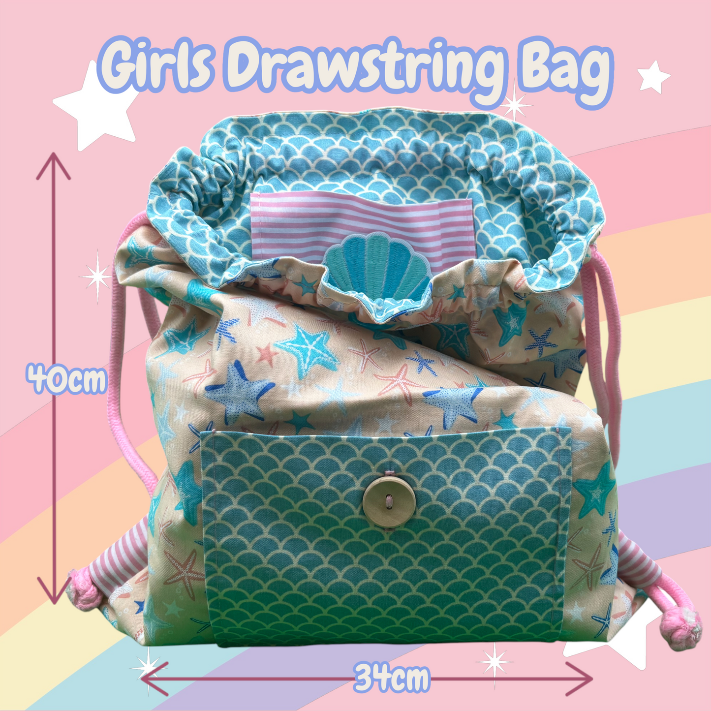 Z3.Handmade Girls Drawstring Bag